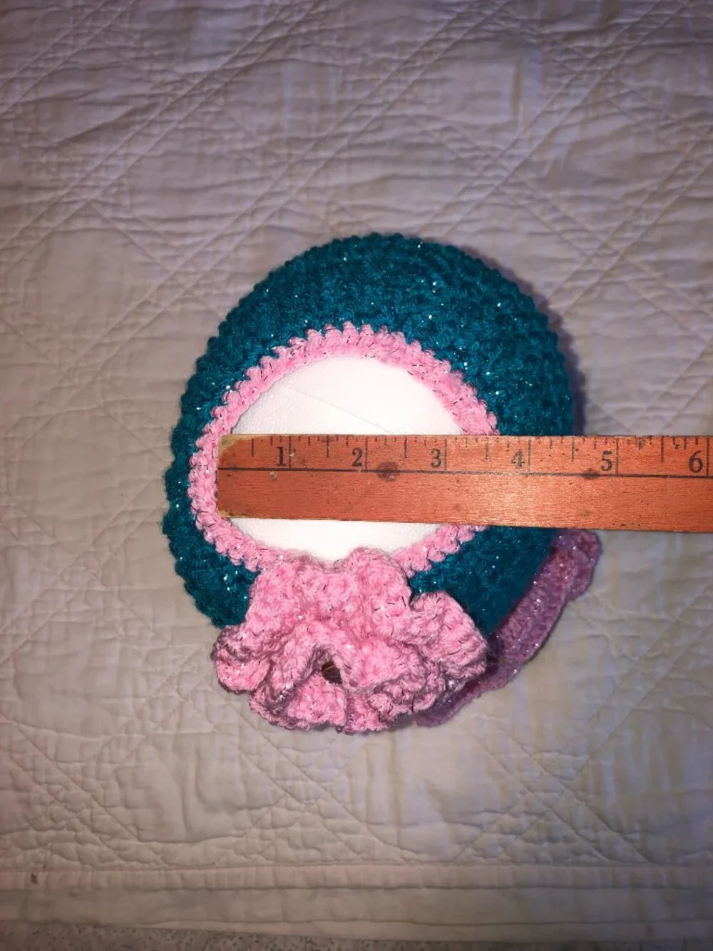 Dog Crochet Sweater with Pink Flower, Size Small